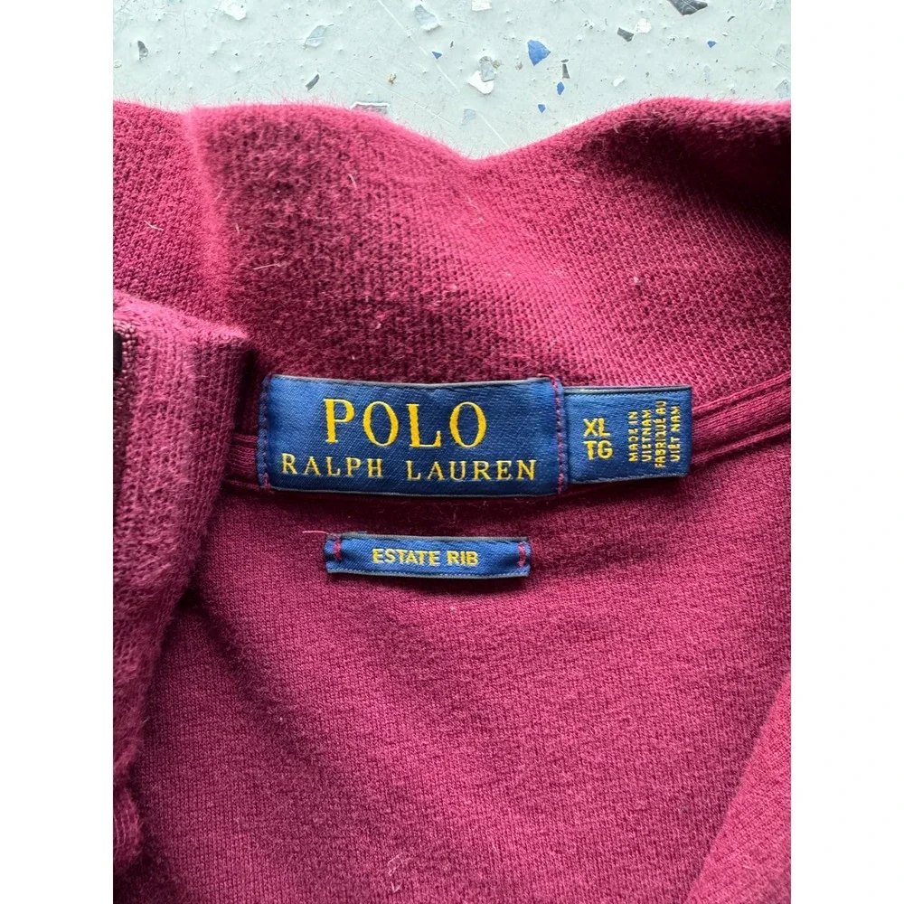 Polo Ralph Lauren Quarter Zip Pullover Sweater Burgundy Estate‎ Rib XL